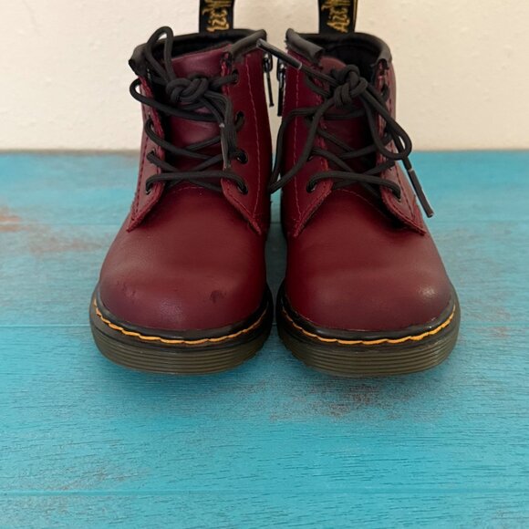 Dr. Martens Red Leather Toddler Lace-Up Boots With Side Zippers Size 6T - Picture 3 of 9